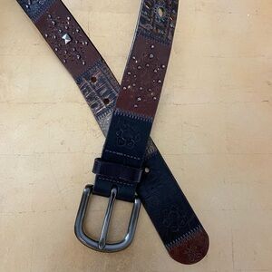 Fossil Embellished Midnight Patchwork Belt